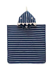 Purebaby Blue 100% Cotton Marine Stripe Swim Towel Poncho - Image 3 of 3