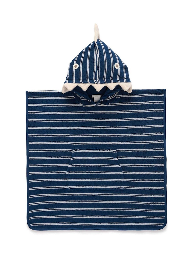 Purebaby Blue 100% Cotton Marine Stripe Swim Towel Poncho - Image 3 of 3 Purebaby Blue 100% Cotton Marine Stripe Swim Towel Poncho - Image 3 of 3