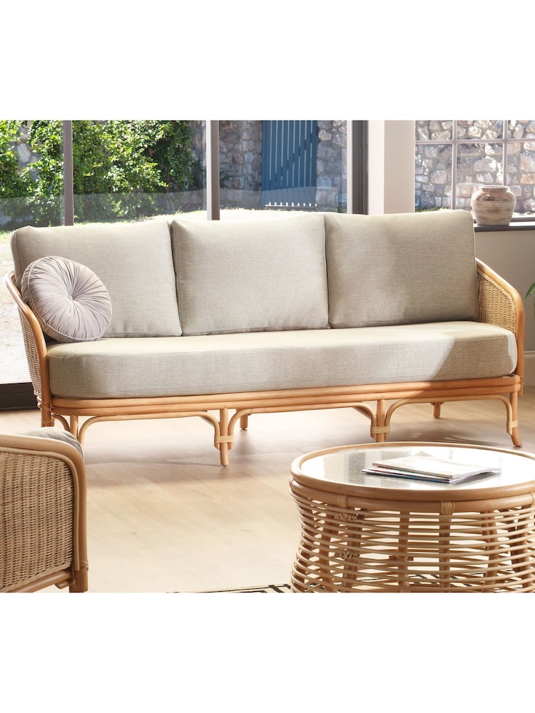 Desser Natural Royal Rattan 3 Seater Faric Sofa - Image 1 of 2