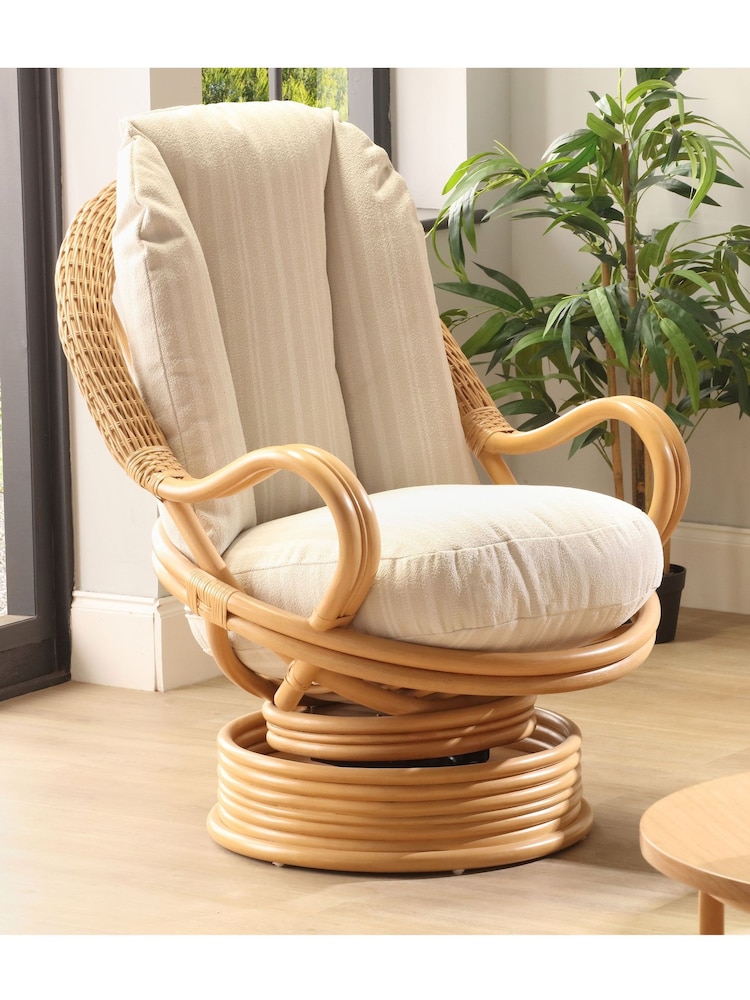 Desser Light Oak Aspen Rattan Conservatory Swivel Rocker Chair - Image 1 of 2