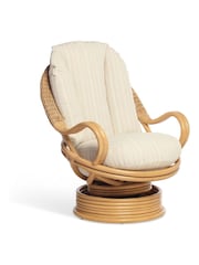 Desser Light Oak Aspen Rattan Conservatory Swivel Rocker Chair - Image 2 of 2