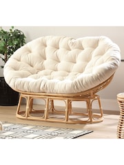 Desser Natural Fabric Papasan Rattan Sofa - Image 1 of 3