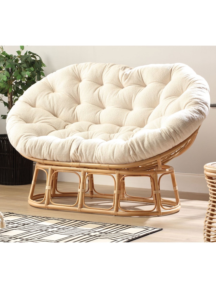 Desser Natural Fabric Papasan Rattan Sofa - Image 1 of 3
