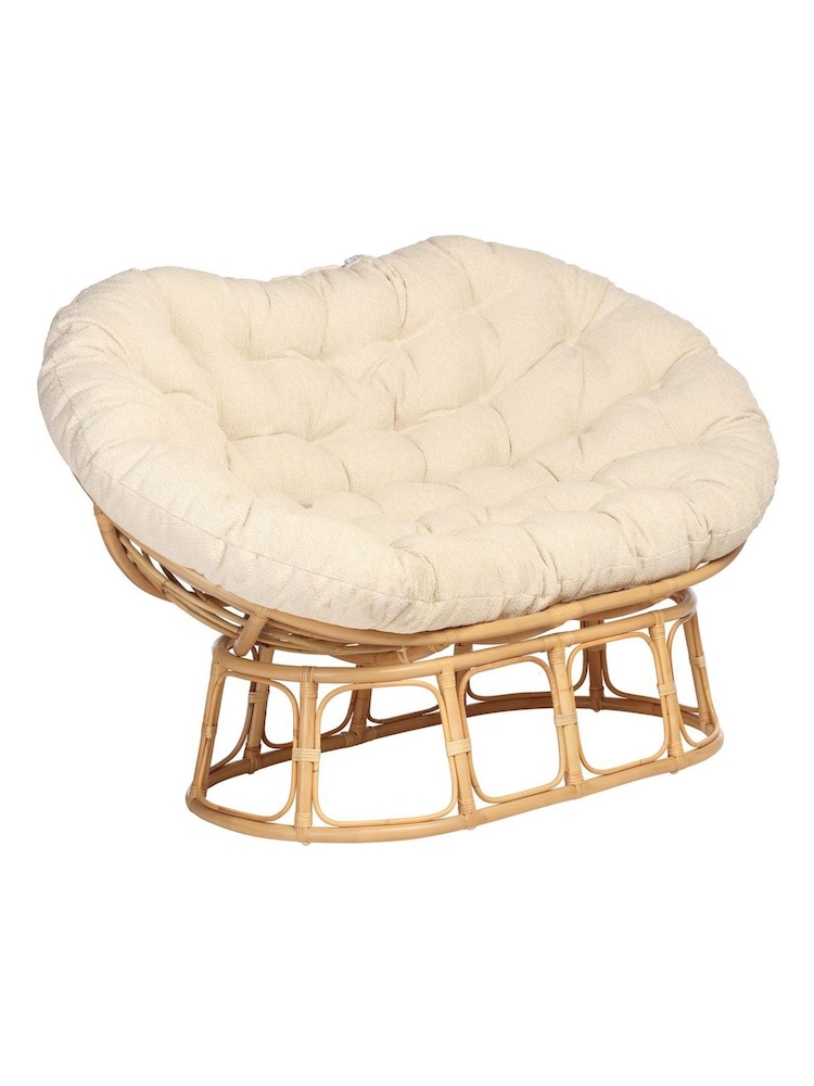 Desser Natural Fabric Papasan Rattan Sofa - Image 2 of 3