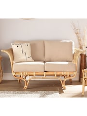 Desser Natural Beijing Rattan 2 Seater Boucle Sofa - Image 1 of 3