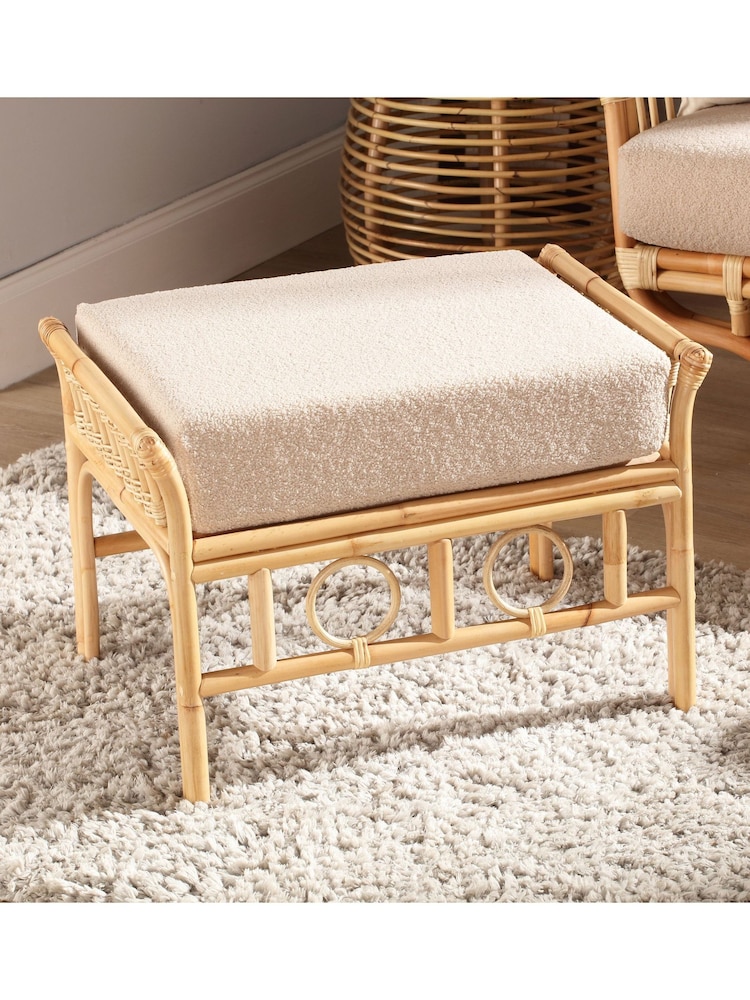 Desser Natural Beijing Rattan Boucle Footstool - Image 1 of 2