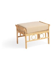 Desser Natural Beijing Rattan Boucle Footstool - Image 2 of 2