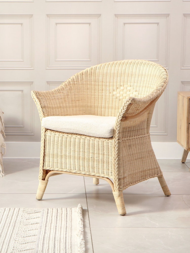 Desser Natural Rattan Wicker Plush Large Loom Chair with Cushion Pad - Image 1 of 3