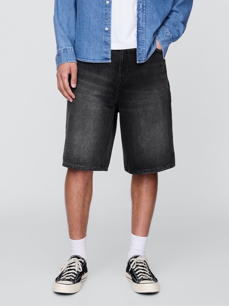Gap Black 10.5" Baggy Denim Shorts - Image 1 of 5