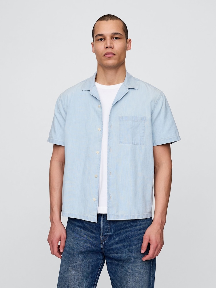 Gap Blue Relaxed Denim Shirt - Image 1 of 5