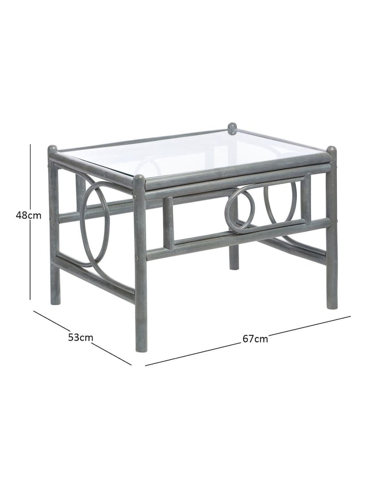 Desser Grey Madrid Rattan Coffee Table Glass - Image 1 of 1