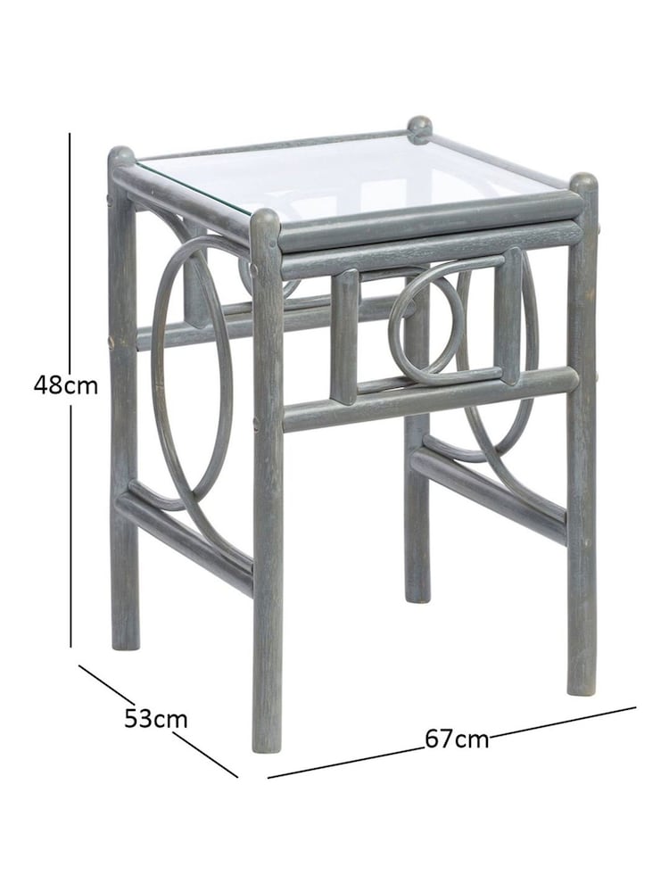 Desser Grey Madrid Rattan Side Table Glass - Image 1 of 1