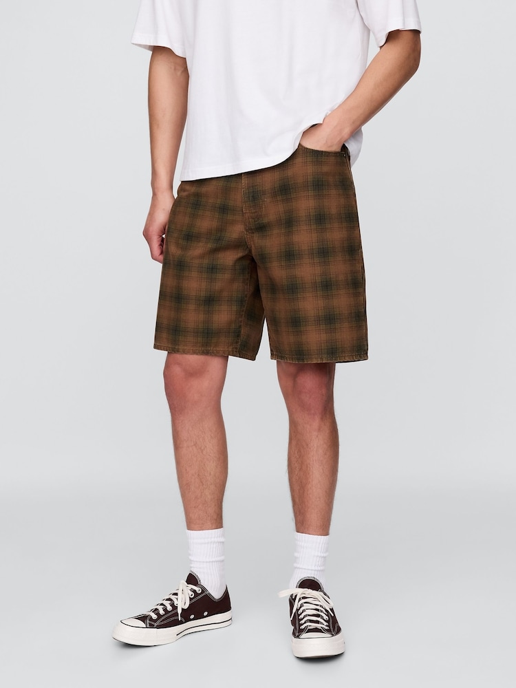 Gap Brown Check Check Canvas Shorts - Image 1 of 5