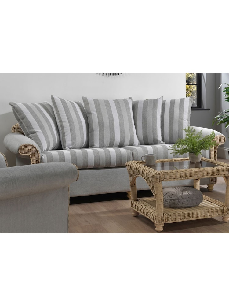Desser Natural Stripe Samford Scatter Back Rattan 3 Seater Sofa - Image 1 of 2