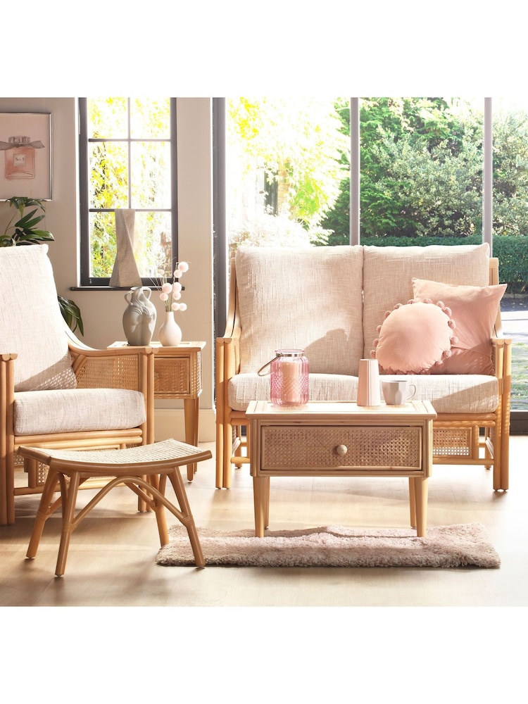 Desser Natural Chester Rattan Fabric Sofa Set 6 Piece - Image 1 of 5