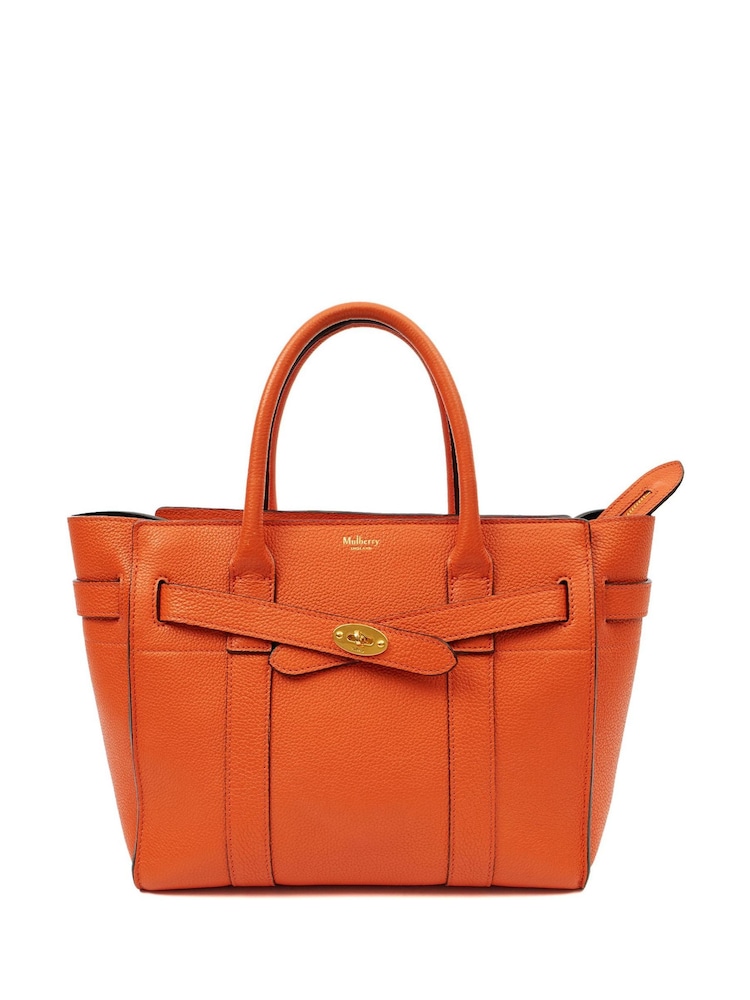 Mulberry Small Orange Zipped Bayswater Tote - Image 1 of 6