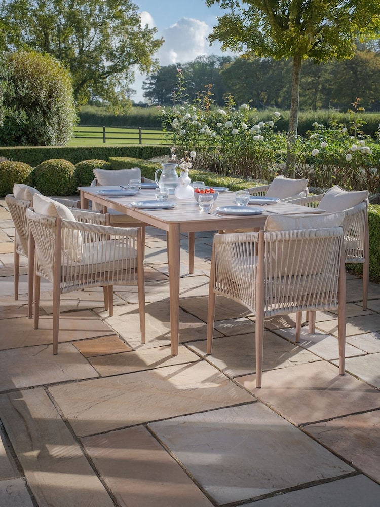 Maze Natural Linen Havana Garden 6 Seater Rectangular Dining Set - Image 2 of 15