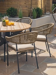 Maze Sandstone Bali Garden Rope Weave 6 Seater Round Dining Set - Image 2 of 6