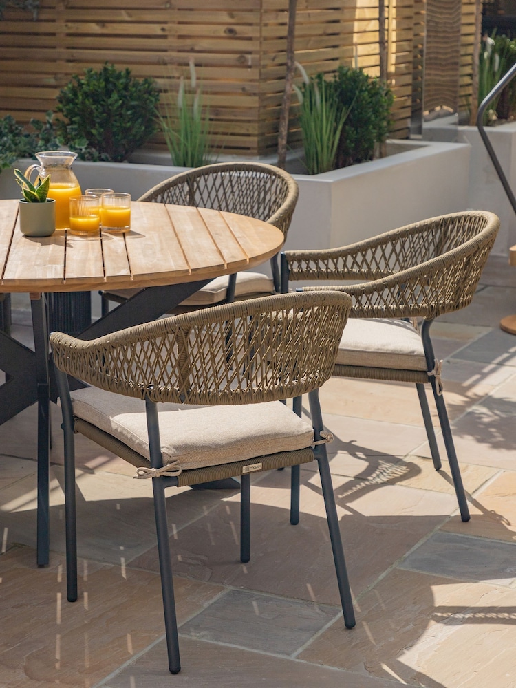 Maze Sandstone Bali Garden Rope Weave 6 Seater Round Dining Set - Image 2 of 6