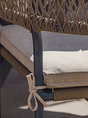 Maze Sandstone Bali Garden Rope Weave 6 Seater Round Dining Set - Image 5 of 6