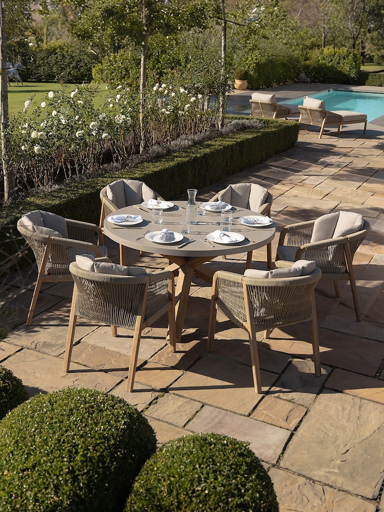 Maze Light Brown Martinique 6 Seater Round Dining Set - Image 1 of 6