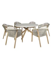 Maze Light Brown Martinique 6 Seater Round Dining Set - Image 6 of 6