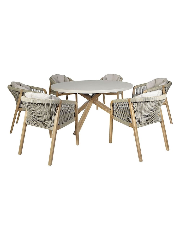 Maze Light Brown Martinique 6 Seater Round Dining Set - Image 6 of 6