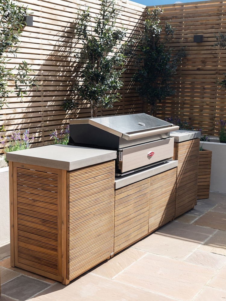 Maze Natural Small Bali Outdoor Kitchen Storage Unit with Beef BBQ - Image 2 of 6