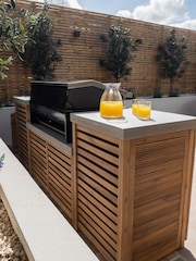 Maze Natural Small Bali Outdoor Kitchen Storage Unit with Beef BBQ - Image 4 of 6