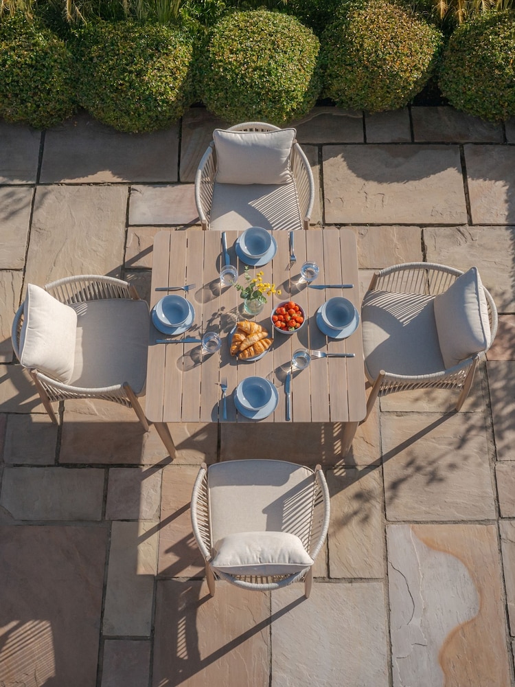 Maze Natural Linen Havana Garden 4 Seater Square Dining Set - Image 2 of 9