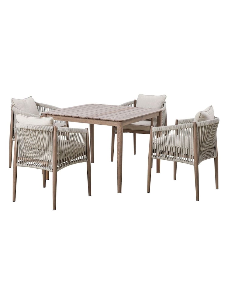 Maze Natural Linen Havana Garden 4 Seater Square Dining Set - Image 9 of 9
