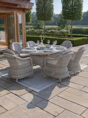 Maze Grey Oxford Garden 6 Seater Oval Dining Set with Herita Suzan - Image 1 of 6