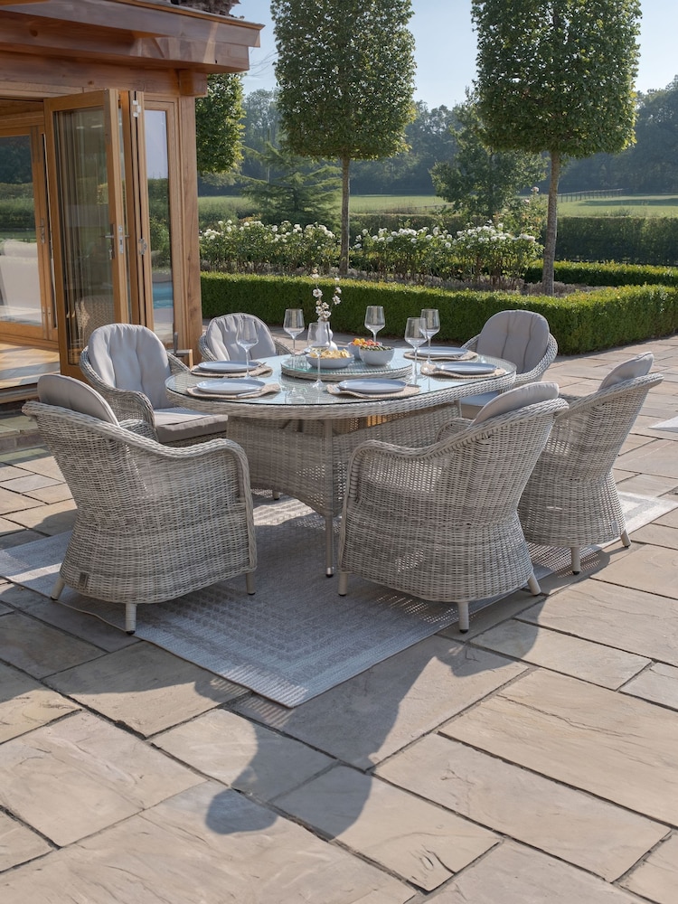 Maze Grey Oxford Garden 6 Seater Oval Dining Set with Herita Suzan - Image 1 of 6