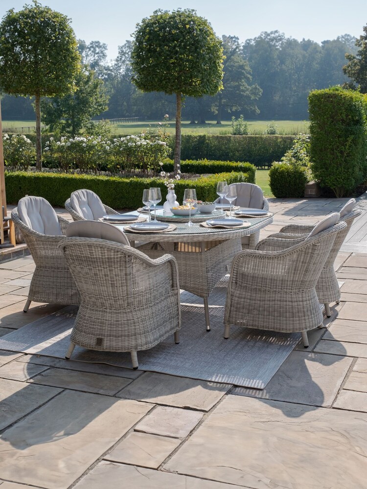 Maze Grey Oxford Garden 6 Seater Oval Dining Set with Herita Suzan - Image 2 of 6