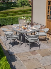Maze Grey Florence Garden 6 Seater Oval Dining Set With Lazy Susan - Image 1 of 6