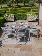 Maze Grey Florence Garden 6 Seater Oval Dining Set With Lazy Susan - Image 2 of 6