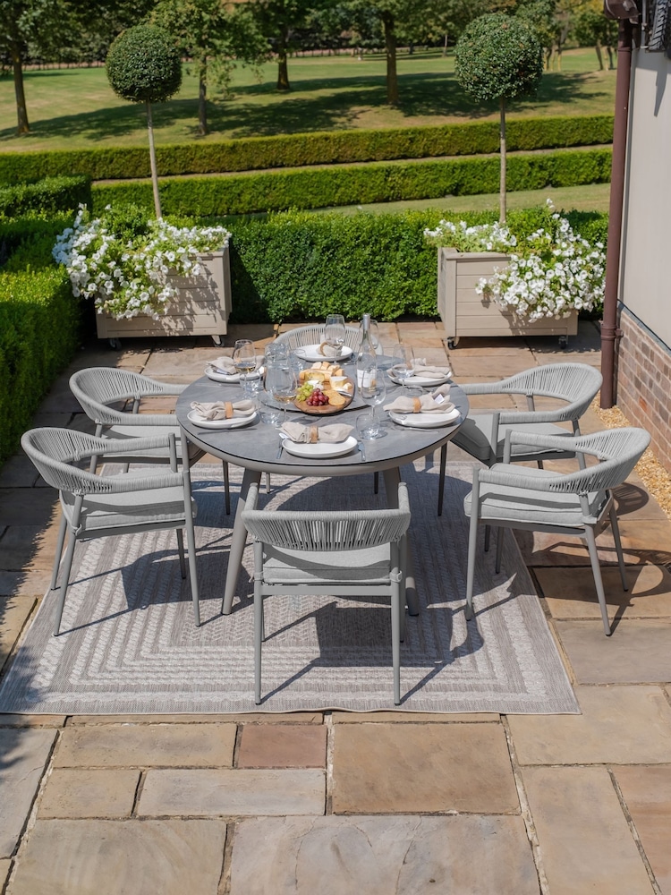 Maze Grey Florence Garden 6 Seater Oval Dining Set With Lazy Susan - Image 2 of 6