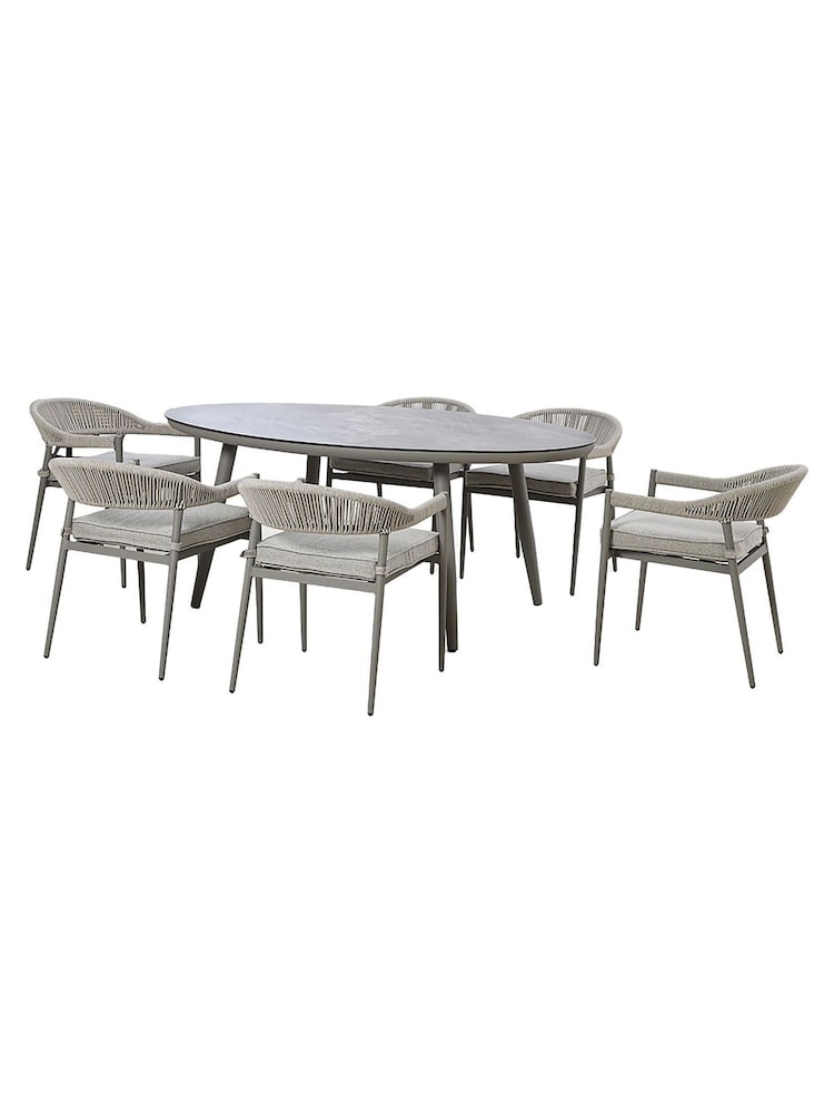 Maze Grey Florence Garden 6 Seater Oval Dining Set With Lazy Susan - Image 6 of 6