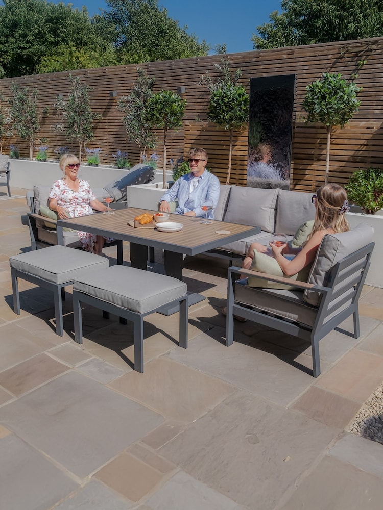 Maze Dove Grey Vancouver Garden 3 Seater Sofa Set with Rising tab Footstools - Image 1 of 11