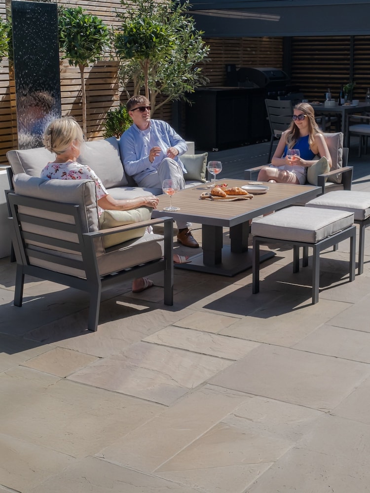 Maze Dove Grey Vancouver Garden 3 Seater Sofa Set with Rising tab Footstools - Image 2 of 11