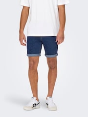 Only & Sons Blue Regular Fit Denim Shorts - Image 3 of 6