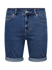 Only & Sons Blue Regular Fit Denim Shorts - Image 5 of 6