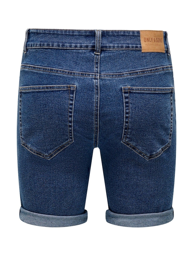 Only & Sons Blue Regular Fit Denim Shorts - Image 6 of 6