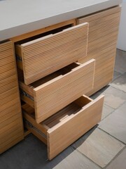 Maze Acacia Wood Bali Outdoor Kitchen Triple 180x60x90 Configuration Storage Unit - Image 4 of 9