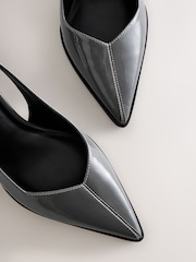 Grey Patent Forever Comfort® Pointed Toe Slingback Block Heels - Image 3 of 5