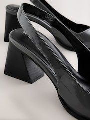 Grey Patent Forever Comfort® Pointed Toe Slingback Block Heels - Image 4 of 5