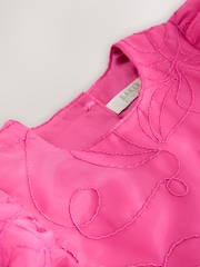 Baker by Ted Baker Pink Organza Cord Puff Sleeve Occasion Dress & Scrunchie Set - Image 12 of 12