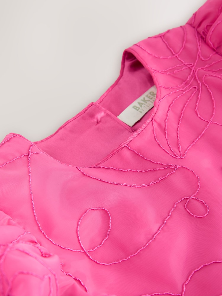 Baker by Ted Baker Pink Organza Cord Puff Sleeve Occasion Dress & Scrunchie Set - Image 9 of 9 Baker by Ted Baker Pink Organza Cord Puff Sleeve Occasion Dress & Scrunchie Set - Image 9 of 9