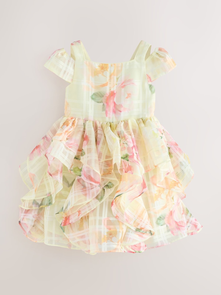 Baker by Ted Baker Yellow Burnout Organza Cap Sleeve Floral Dress - תמונה 1 מתוך 6 Baker by Ted Baker Yellow Burnout Organza Cap Sleeve Floral Dress - תמונה 1 מתוך 6