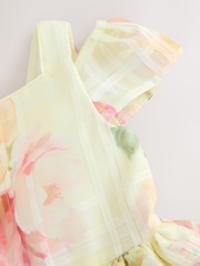 Baker by Ted Baker Yellow Burnout Organza Cap Sleeve Floral Dress - Image 9 of 11